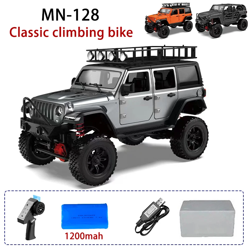 RC Crawler 4x4 Car MN128  2.4G Climbing Buggy Professional with LED Light Full Scale Remote Control Cars Toys for Boys Gift