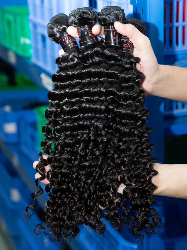 

Перуанские пучки человеческих волос с глубокими волнами и вьющейся волной 2/3/4 шт. 100% необработанные девственные человеческие волосы Remy Raw Bundles натуральный цвет