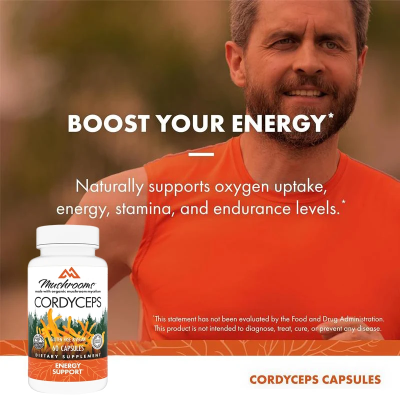 

Cordyceps Capsules Immune & Energy Support Supplements Kidney Health Antioxidant 60 Capsules Vegetarian