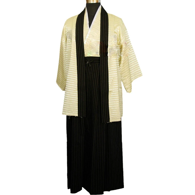 Vintage Japones Kimono Hot Man Japanese Traditional Dress Male Yukata Stage Dance Costumes Hombres Quimono Men Samurai Clothing