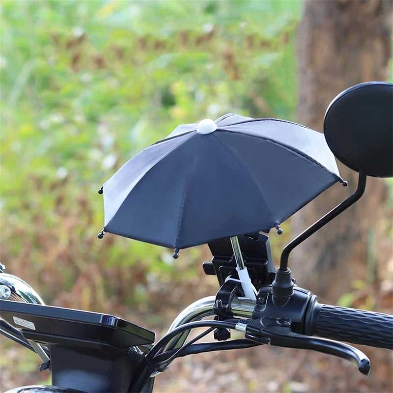 Motorcycle Mobile Phone Holder Sunshade Umbrella Portable Waterproof Polyester Mini Umbrella Decoration Accessories Wholesale