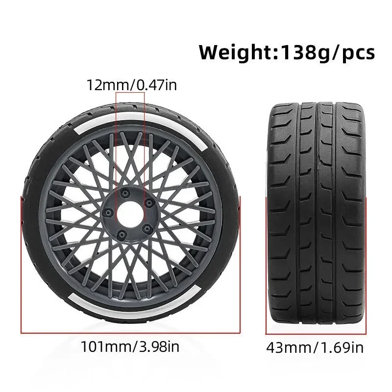 Universal 4PCS RC Tires for 1/7 ARRMA Infraction Limitless FELONY, Fits FSRC Model GT 1/8 HuanNao X3GT