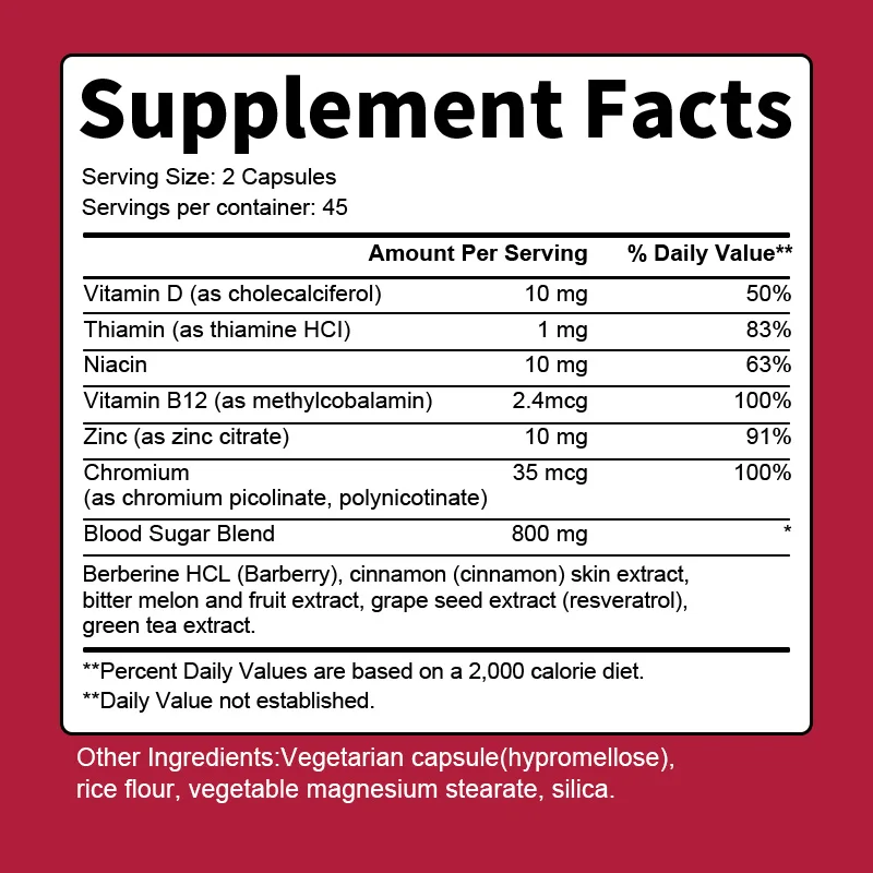 Blood Sugar and Vitamin Supplement Blood Pressure Glucose Metabolism Support Promotes Cardiovascular Health