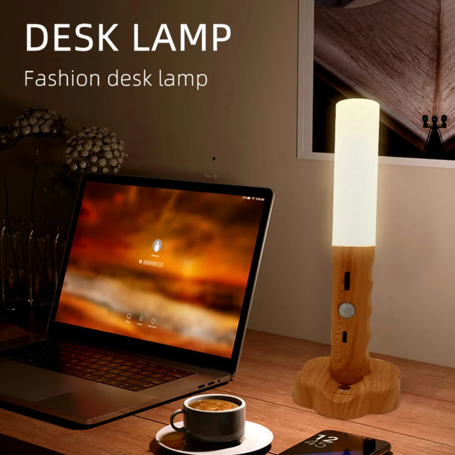 Wood Color 3-in-1 Rechargeable USB Induction Wall Lamp - Stylish and Convenient Bedside Accessory, Multi-functional Torch for Co