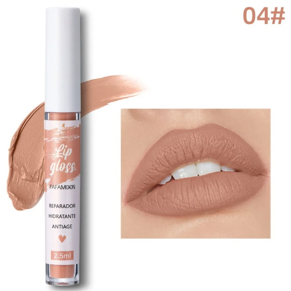 Antiaanbakbeker Fluwelen Matte Nude Lipgloss Sexy Make-Up Lip Make-Up Effen Lipgloss Langdurige Cosmetische Nude Lipstick Vrouwen