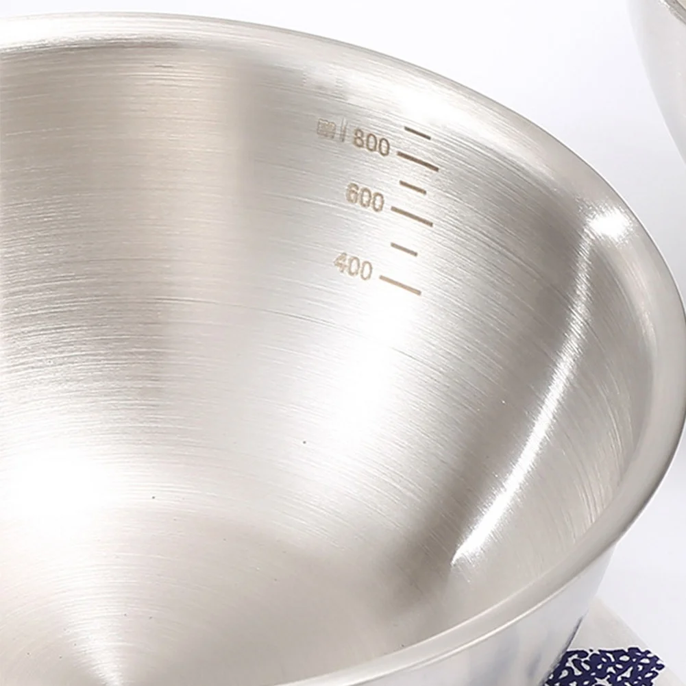 3PC Stainless Steel Mixing Bowls with Measurement Indicators 0.8L 1.2L 2L Rust-Resistant Kitchen Bowls for Cooking Tasks