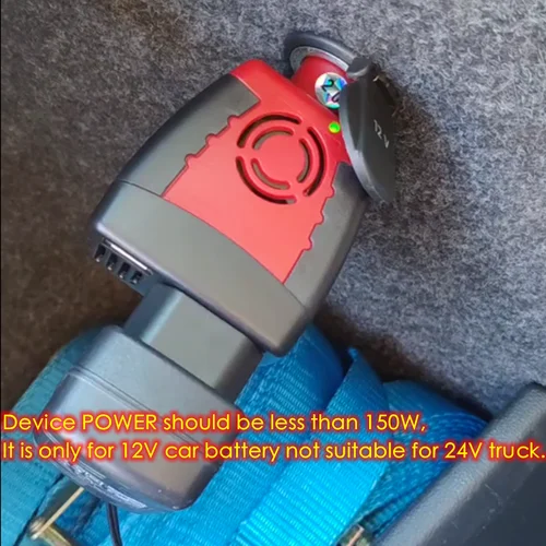 Imagen 2 del producto Inversor de corriente para coche de 150W, encendedor de cigarrillos, cargador de coche USB de 12V CC a 220V CA, adaptador convertidor para coche