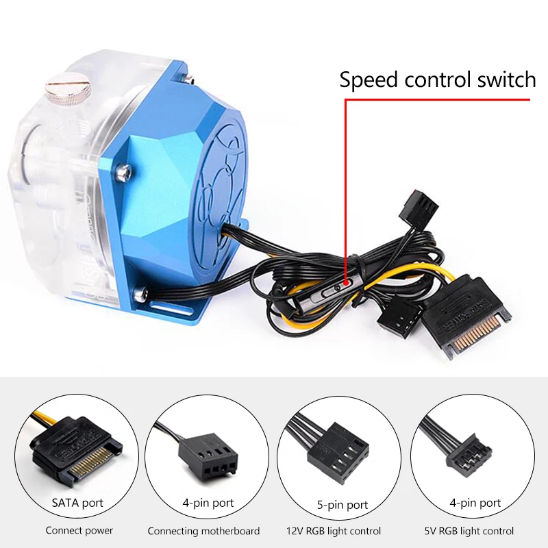 Socooler Mute Water Pump PWM Compatible D5 High Flow 1300L/H 12V High Power With RGB Light Computer Cooling System SC-P90B