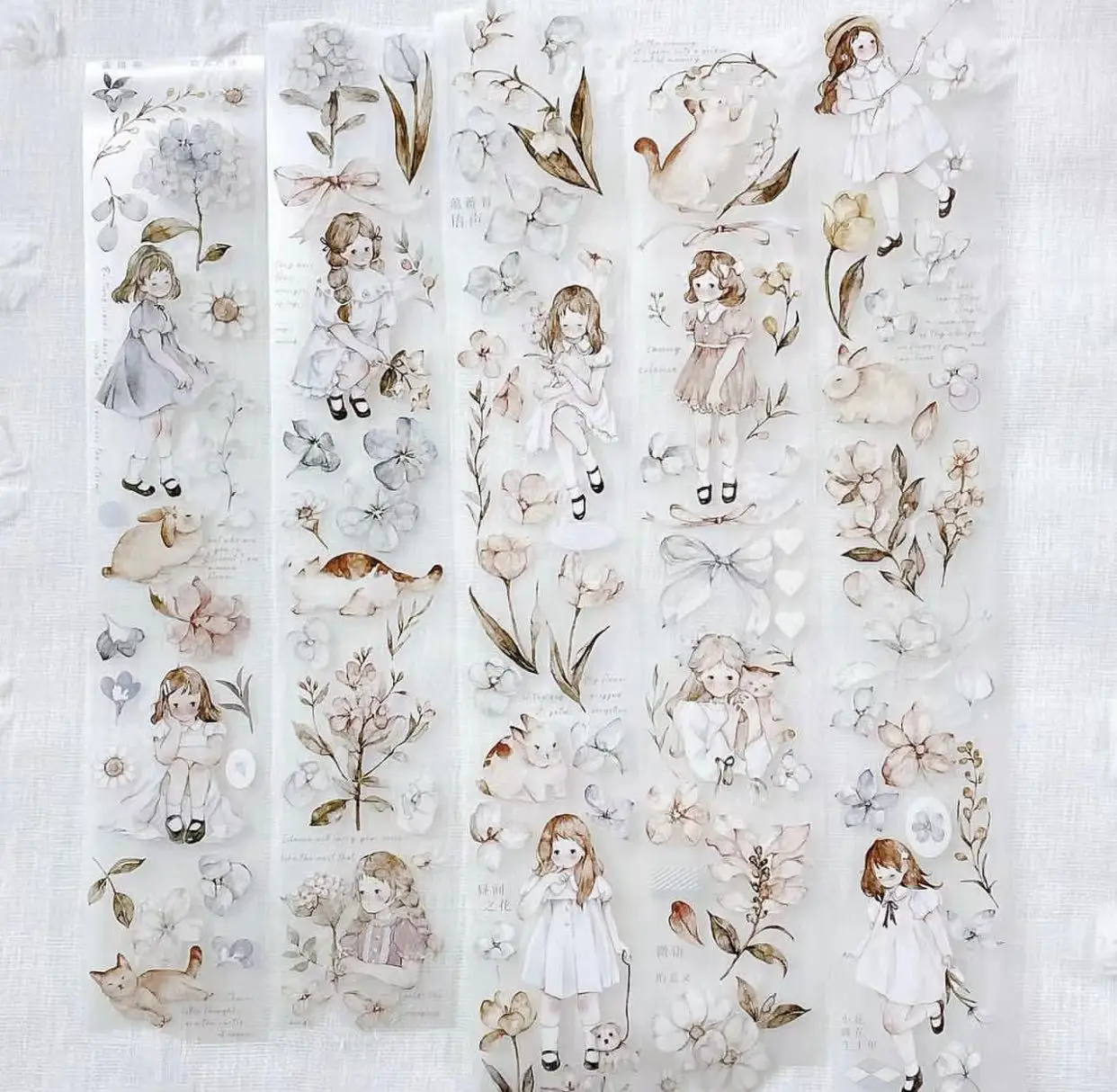 1 حلقة النمش الشاي المجلد 3 فتاة الغابات الصيف المطر الوقت الأزهار اشي PET الشريط مخطط DIY بها بنفسك سكرابوكينغ خطة الزخرفية ملصق