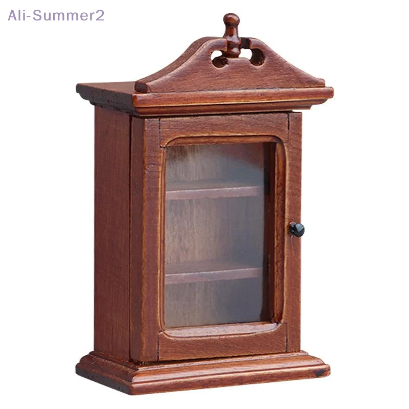 {Summer2} Dolls House Furniture Decor, 1/12 Single-door Wall Cabinet Rack Storage Toy.