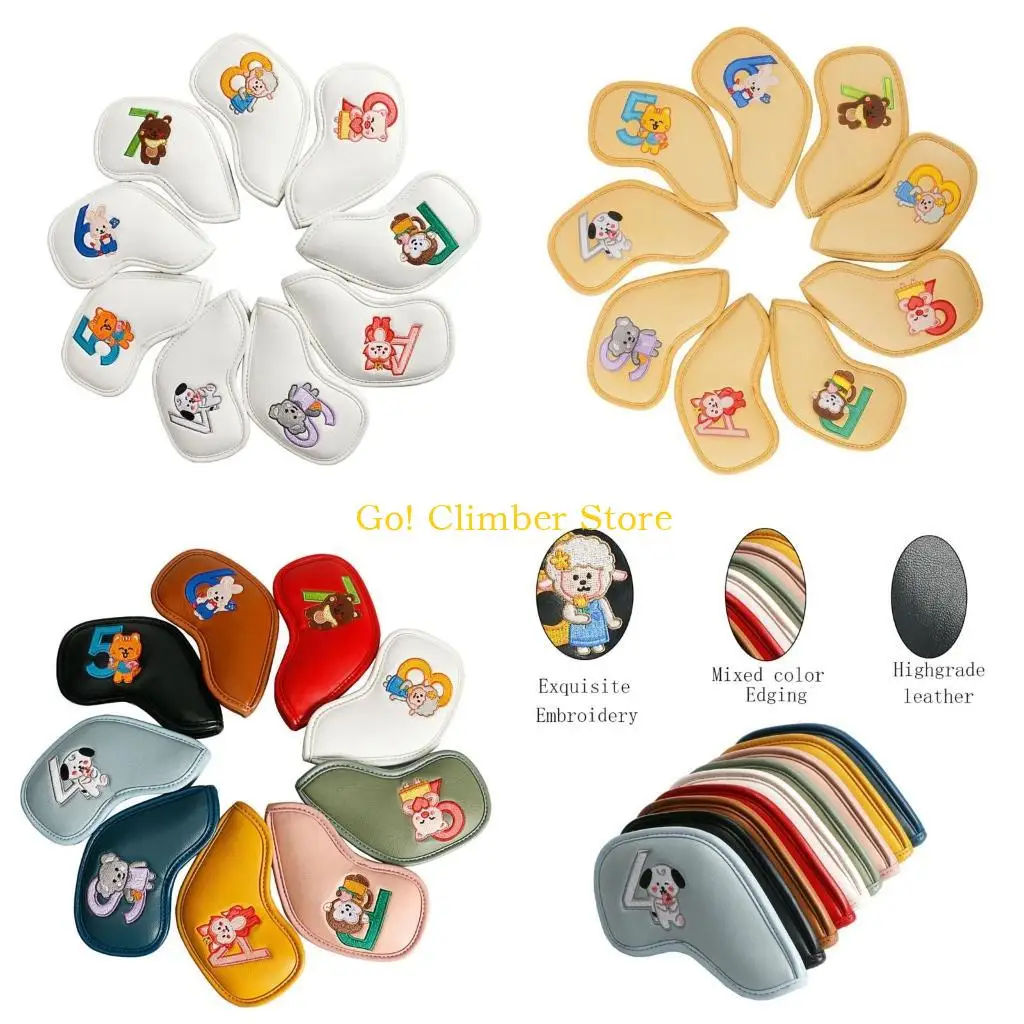 

Q84C 9pcs pu кожи для гольфа железо головного головного головного покрытия толстый синтетический водяной гольф железо головы для