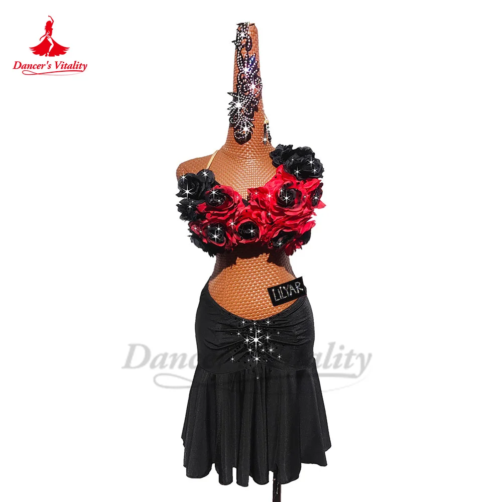 Latin Dance Performance Kostuum Customsized Vrouwen Kinderen Rumba Chacha Tango Competiton Kleding Latin Dansjurken Voor Meisje