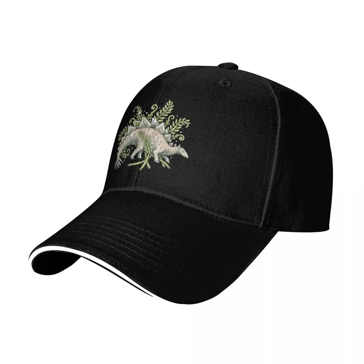 Stegosaurus & Ferns Dinosaur Botanical Art Baseball Cap Men Women Casual Summer Sport Sun Cap