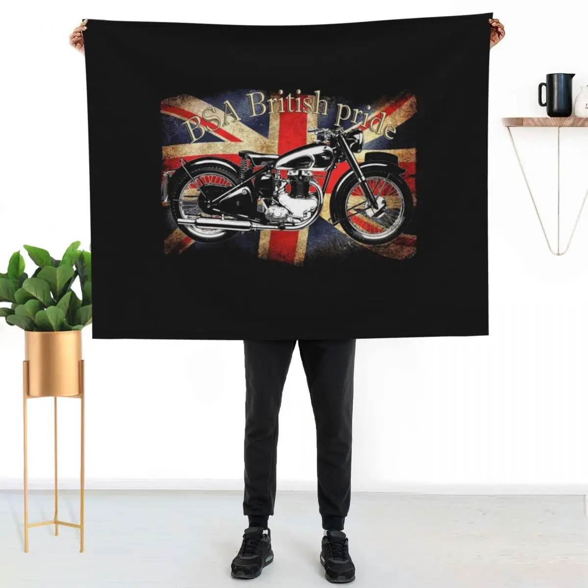 

Vintage Classic British BSA Motorcycle Icon Throw Blanket Fuzzy Plush Throw Blanket for Sofa Chair