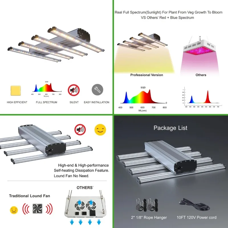 240W Full Spectrum LED Grow Light+32x32x63 Growing Tent+4'' Fan Filter Kit+Accessories