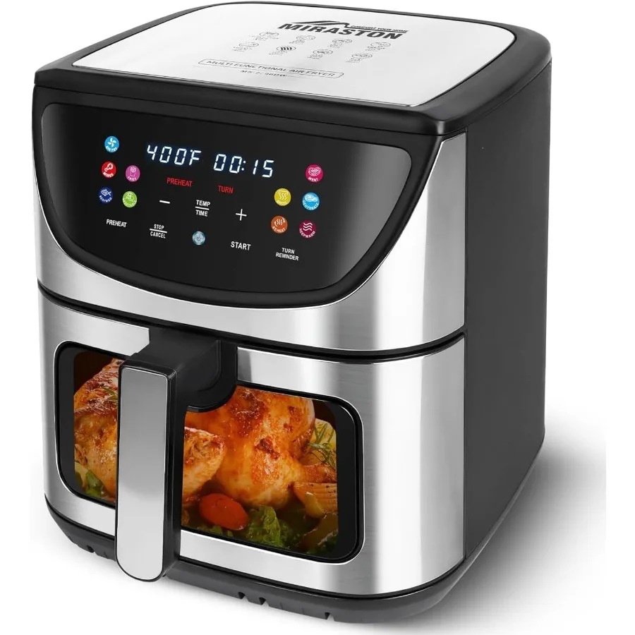 

Аэрофритюрница 8,5QT с видом на окно, многофункциональная, большая емкость, подходит для семей на 48 человек, квадратная корзина из нержавеющей стали