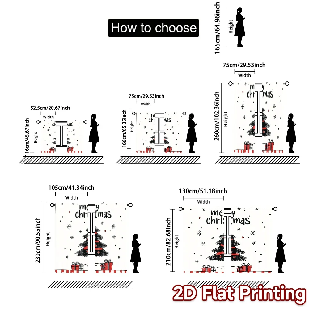 2 قطعة ، ستائر شجرة عيد الميلاد هدايا الثلج (3) ستائر تصفية الضوء الشهيرة 100% ستائر بوليستر عازلة للحرارة ، و