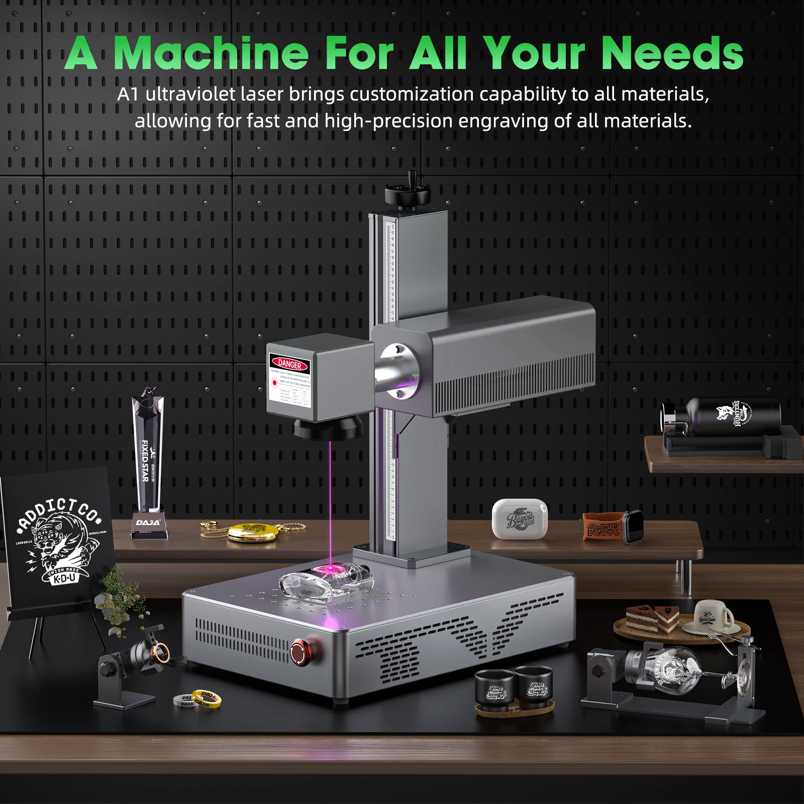 DAJA UV Laser Marking Machine Portable Industrial CNC Laser Engraver for All Materials Glass Silicone Metal Wood Plastic Leather