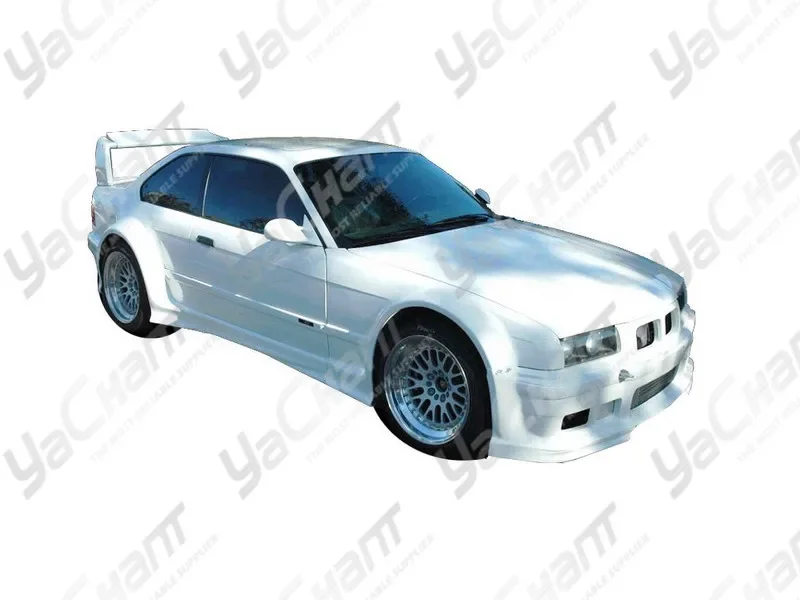 FRP Fiber Glass Wide Body Kit Fit For 1992-1998 3-Series E36 2D GTR RC Style Wide Front & Rear Bumper Fender Side SKirt