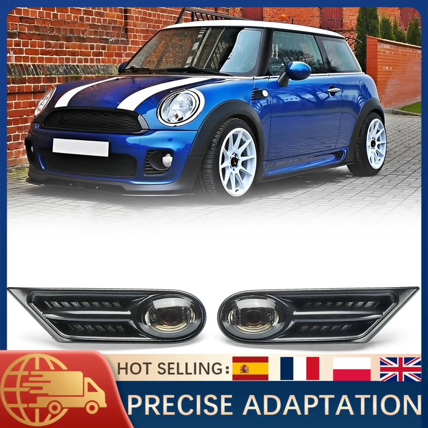 

Side Indicator Repeater Lens Kit For BMW MINI Cooper R56 R57 2006-2015 Smoked Black Amber LED Waterproof IP67 Car Accessories