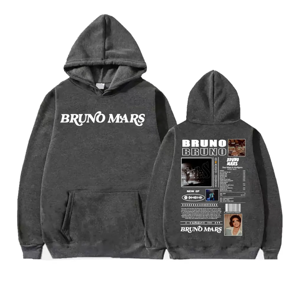 Rapero Bruno Mars álbum Tour Merch con capucha hombres mujeres moda Vintage Hip Hop sudadera manga larga Sudadera con capucha de gran tamaño ropa de calle