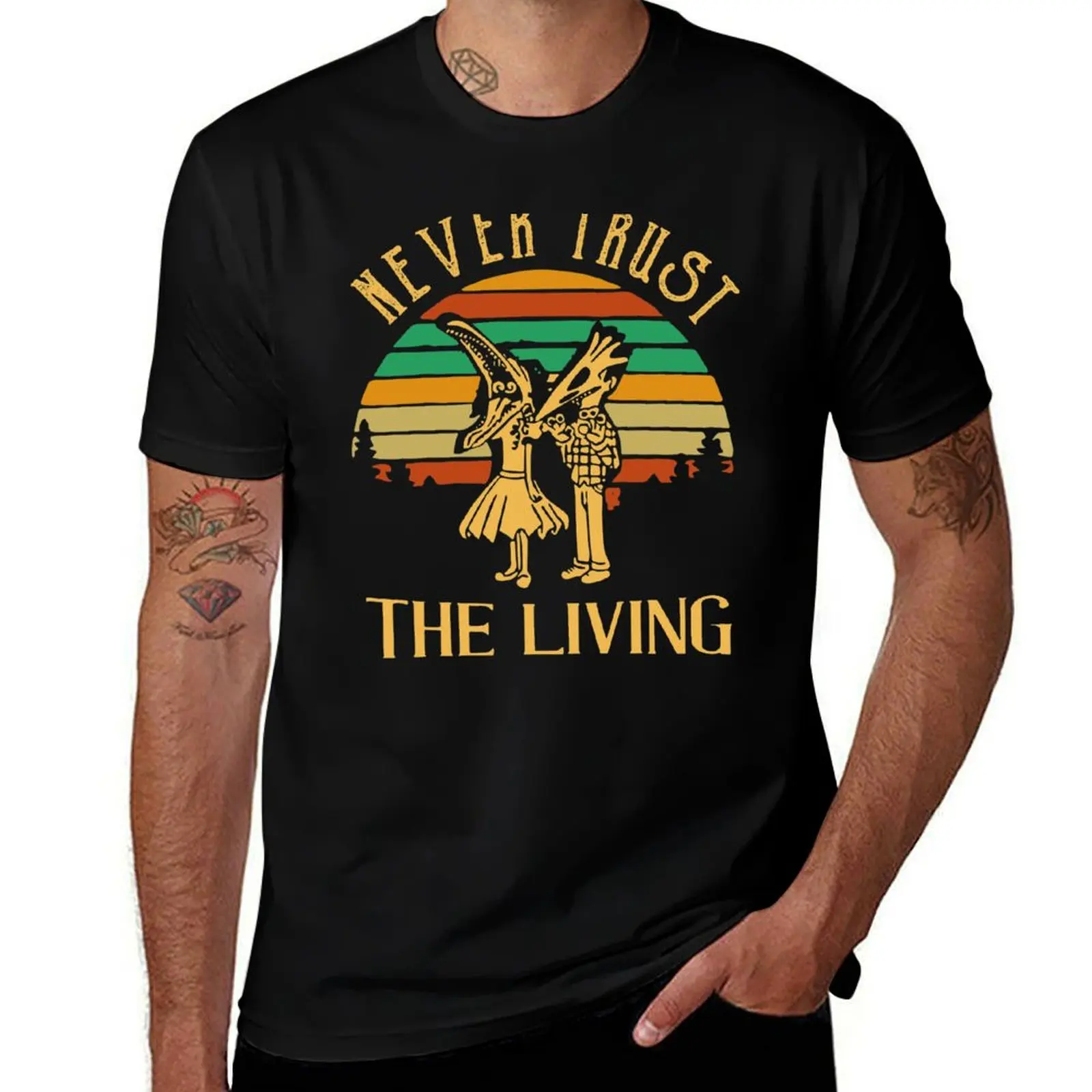 Never Trust The Living T-Shirt aesthetic clothes oversizeds boys animal print fruit of the loom mens t shirts