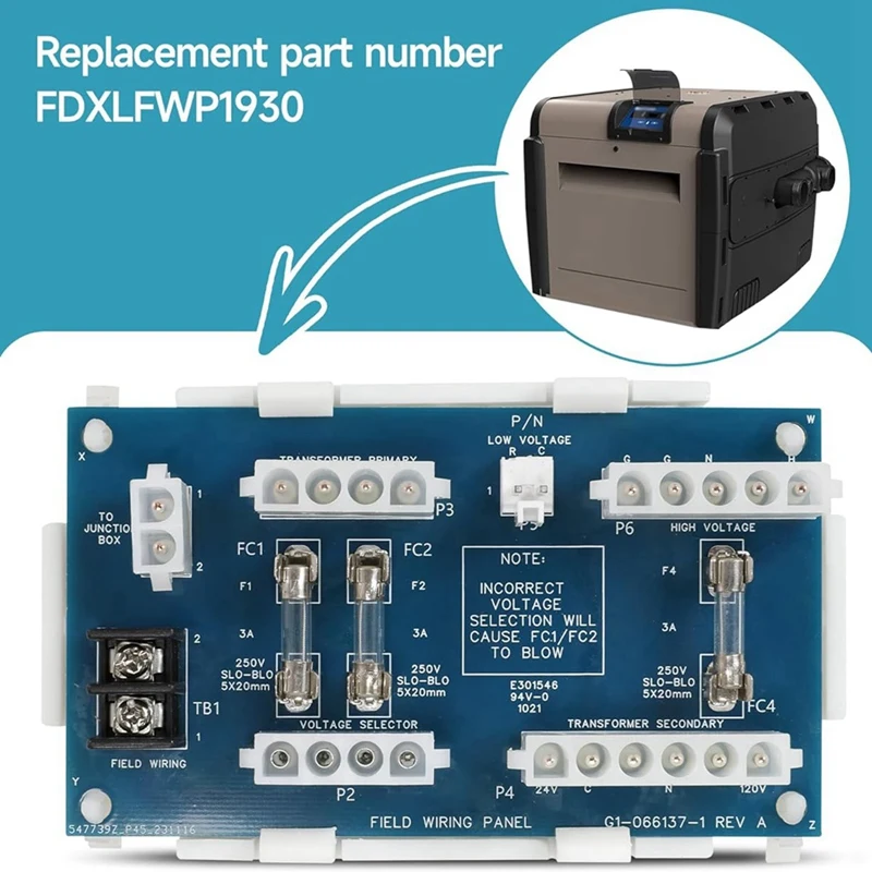 FDXLFWP1930 For Hayward Universal H Series Pool Heater FD Field Wiring Panel Replacement Kit (From H150 To H500)