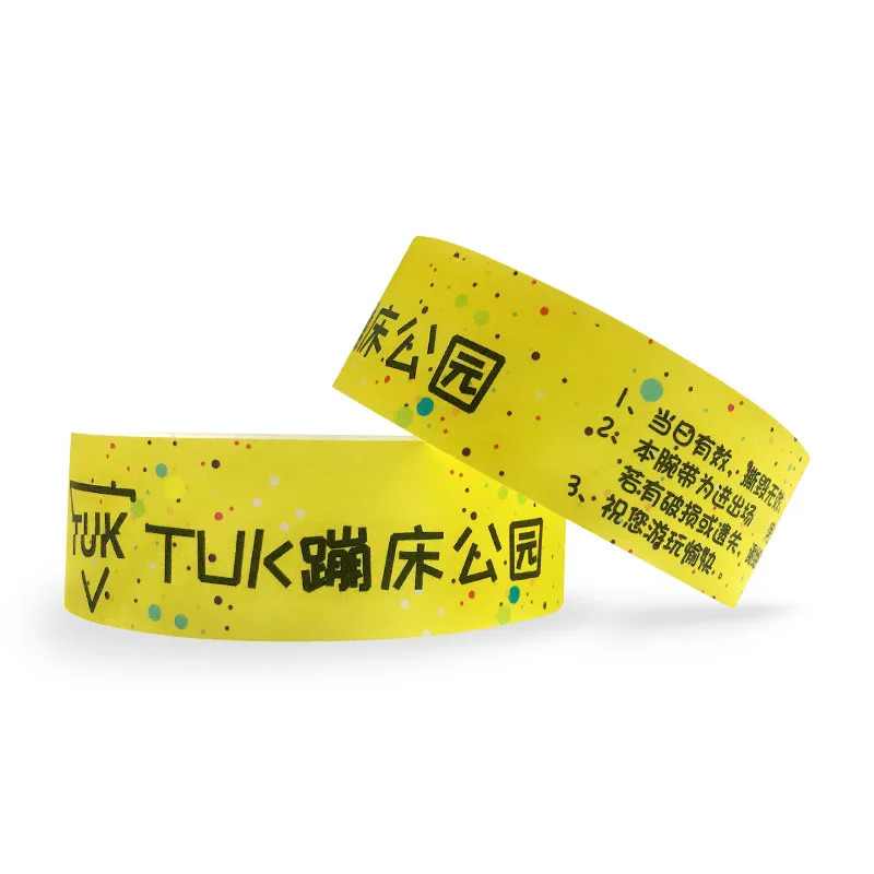 Impermeável Ticket Wristband, Fontes do partido eventos, Pulseira de papel com logotipo, Pulseiras Tyvek personalizadas, Produto personalizado