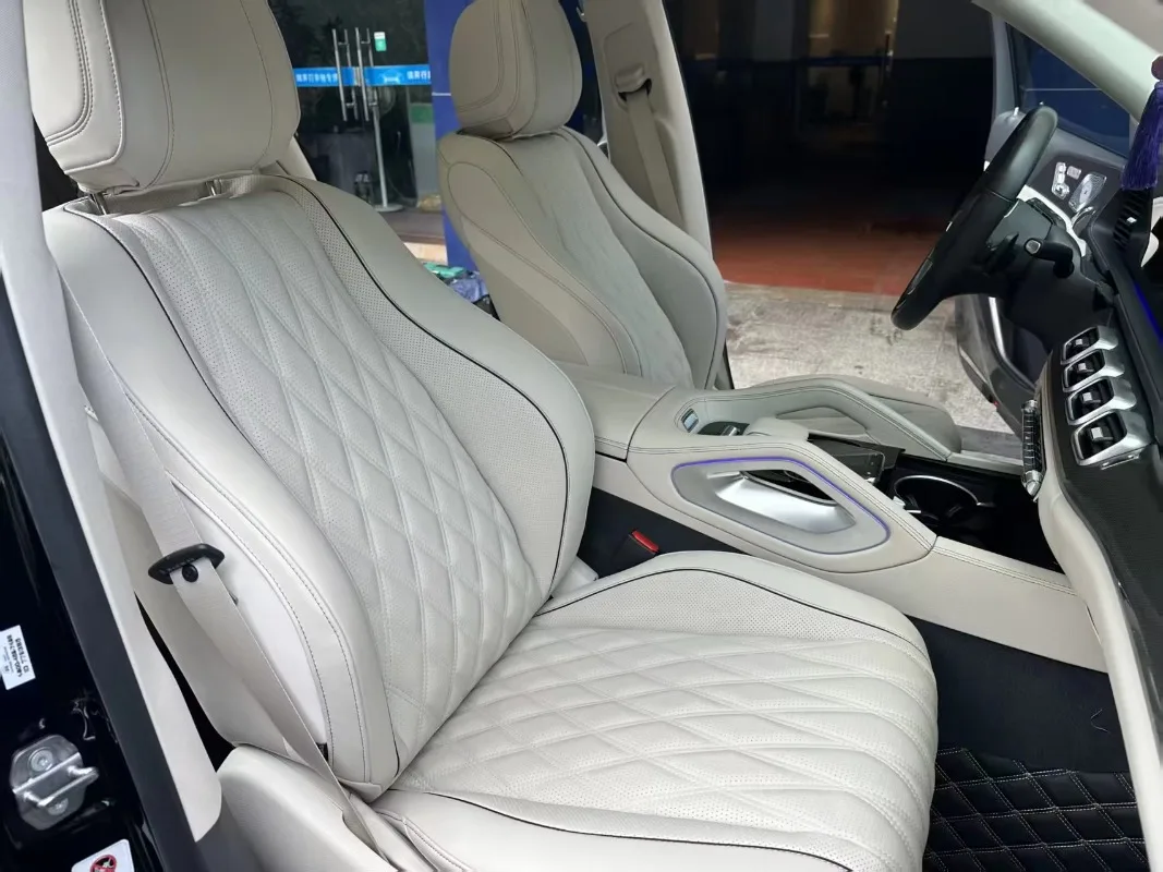 Full-Car Seat Covers Replacement GLS63 -- Pearl Silver Gray with Beige(Six-seater)