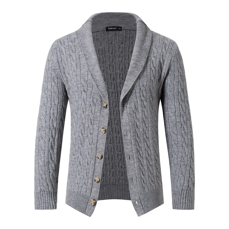 Autunno Inverno Nuovo maglione da uomo Cardigan ispessito a maniche lunghe con risvolto monopetto lavorato a trecce stile US EU