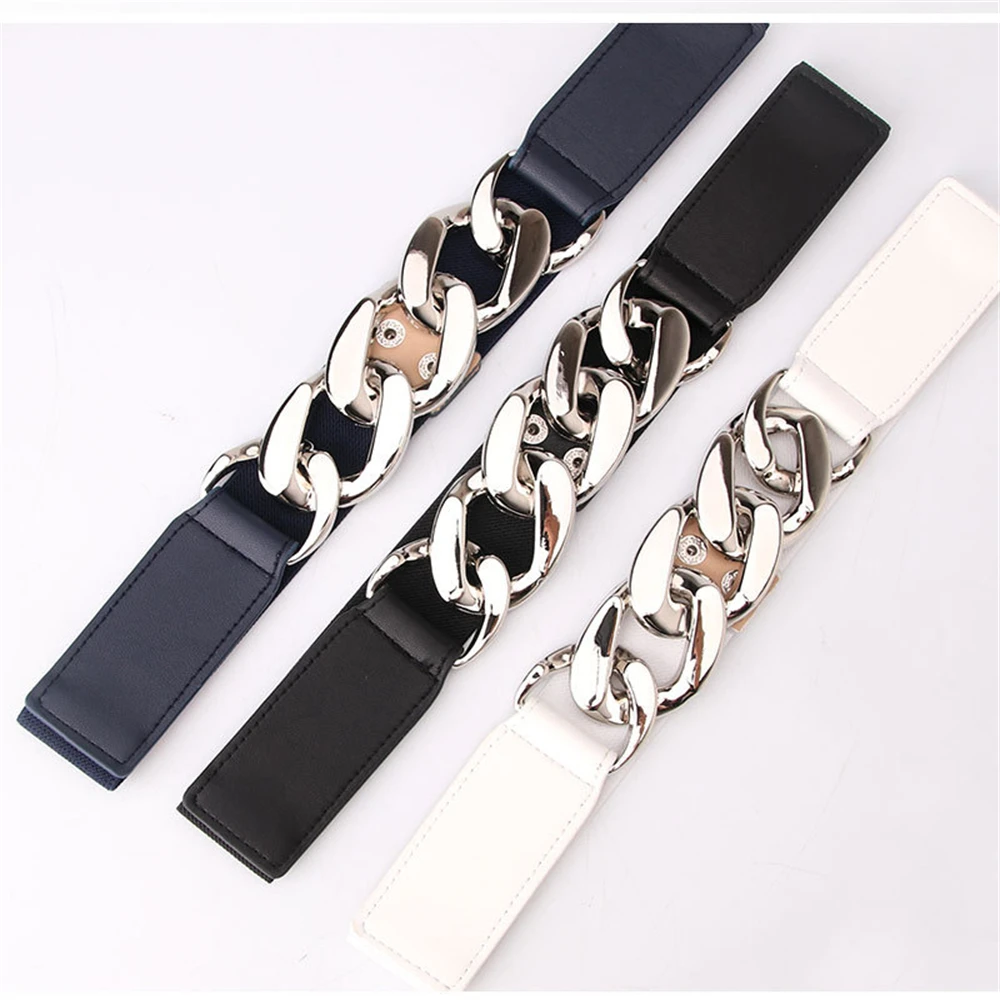 

European and n trends exaggerate metal heavy chain locomotive punk style suit decoration elastic waistband K8326
