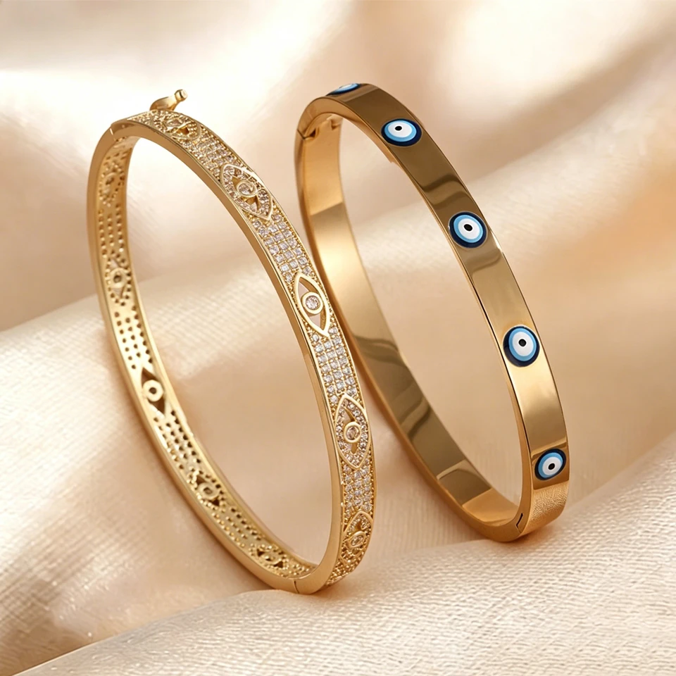 Yupsk New Arrived Iced Out Bling Zirconia Eye Bangle for Wom