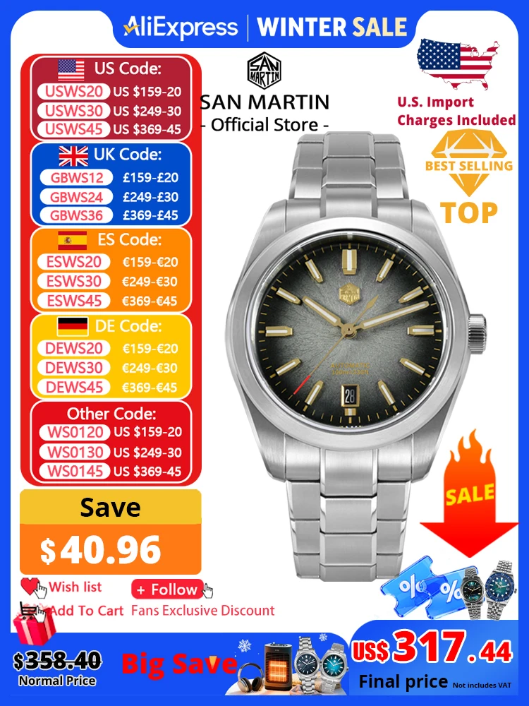 

San Martin 36/39/42mm SN0144 JianZhan Dial Gada Watch Miyota 9015 Original Design Men Luxury Dress Automatic Mechanical Watches