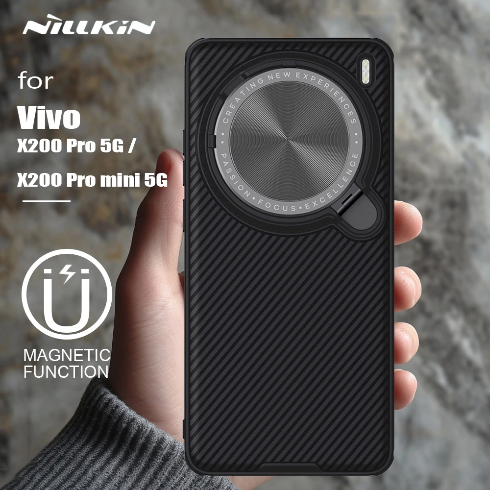 

Nillkin For Vivo X200 Pro Magsafe Case CamShield Prop Full Coverage Lens Holder Phone Cover For Vivo X200 Pro mini Magnetic Case
