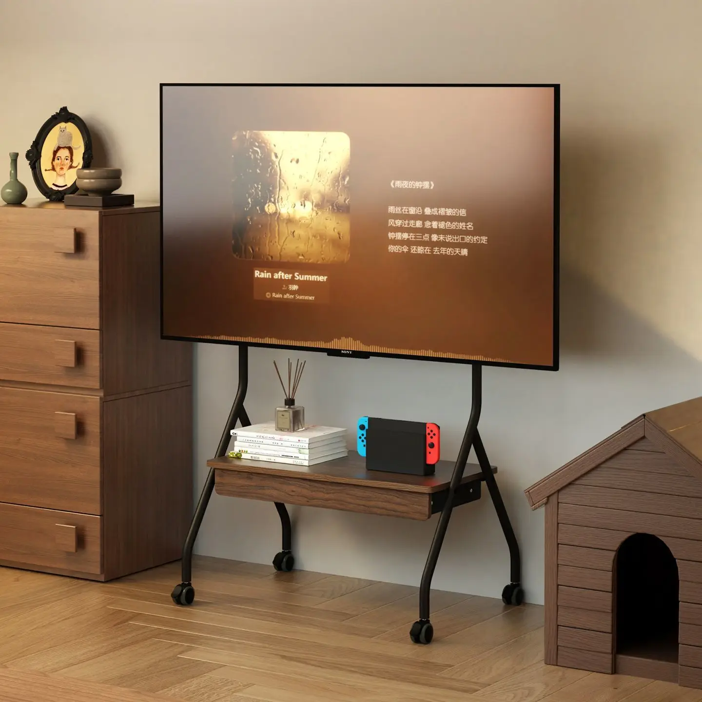 Mobile TV Rack With Drawer TV Cabinet Self-broadcast Monitor Rack Metal TV Rack TV Stand