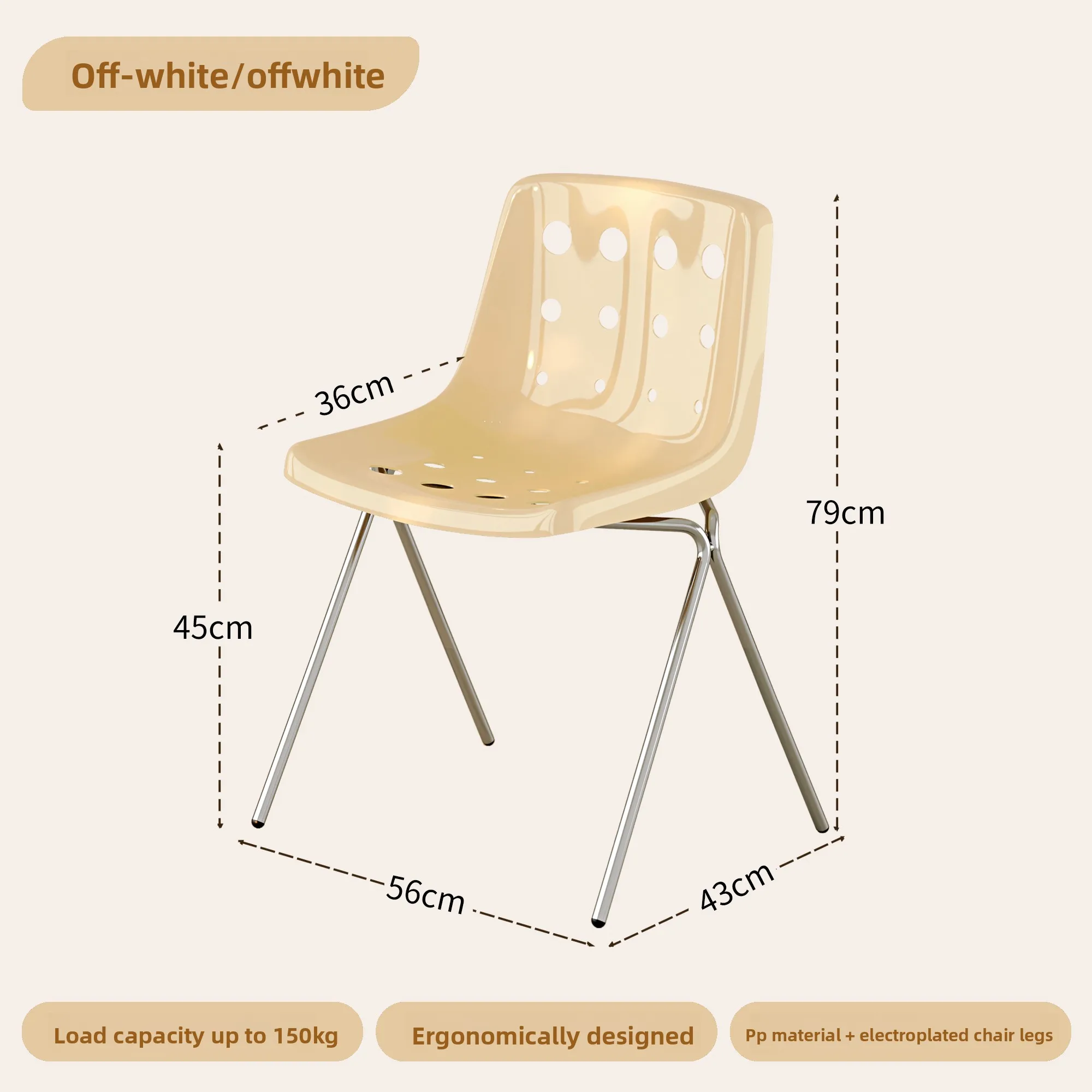 

New Cream-style Dining Chair, Simple Home Dopamine Cheese Chair, Milk Tea Coffee Shop