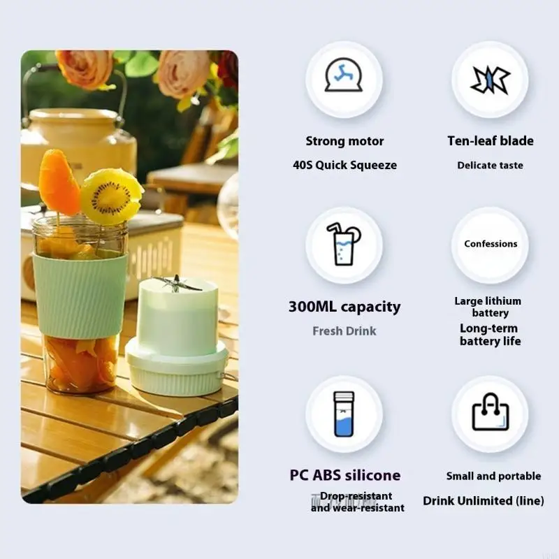 防水ミニブレンダー300ml USB充電式コードレスフルーツミキシングスムージーベビーミールアウトドアスポーツ用途