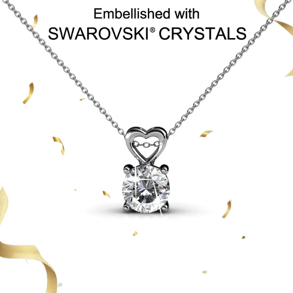 

Daisini Ожерелье с подвеской из стерлингового серебра 925 пробы, простой круглой огранки, украшенное кристаллами Сваровски, покрытие из белого золота 18 карат