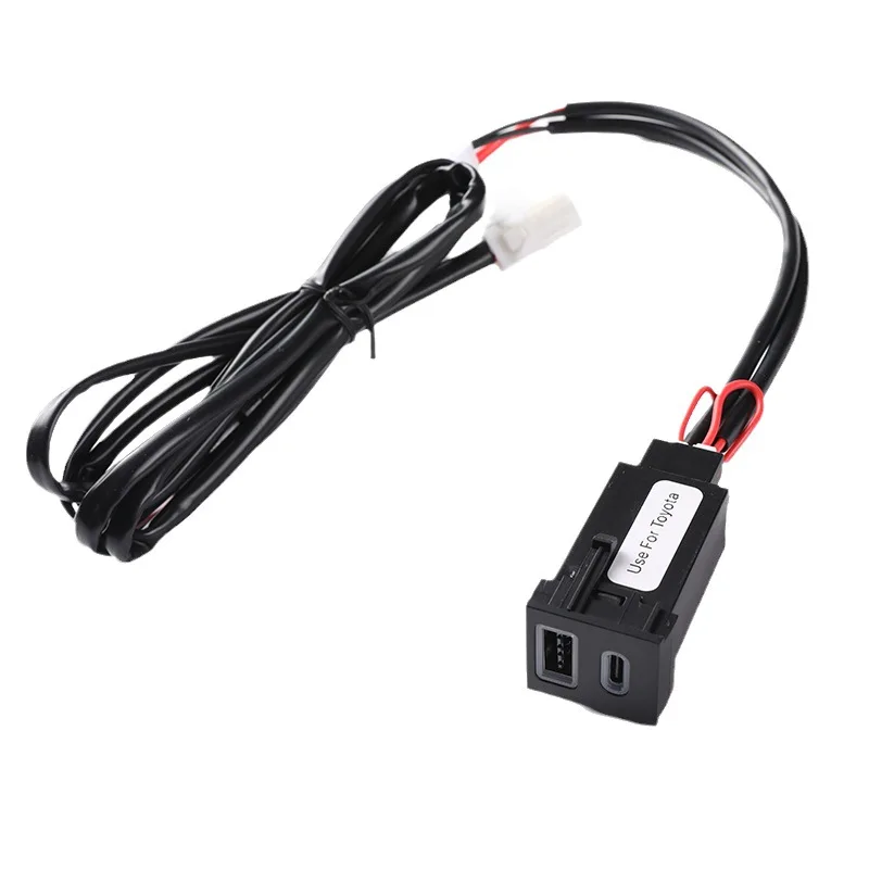 Car Charger Socket QC3.0 Dual USB PD Type C Charging Outlet Power Adapter For Toyota RAV4 Corolla Cross C-HR Sequoia PriusTundra