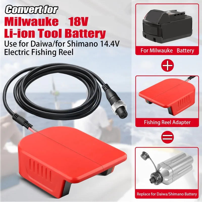 Portable Electric Fishing Reel Adapter Suitable for Makita/DW/Milwaukee 18V Li-ion Batteries 800MJ Above Fishing Battery Adapter