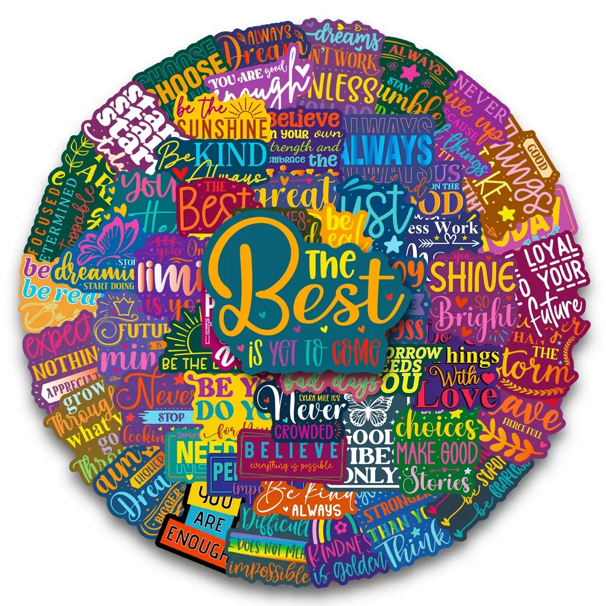 

10/56pcs Color Inspirational Quote Stickers Positive Words Decals for Water Bottle Laptop Phone Skateboard Helmet for Teens Kids