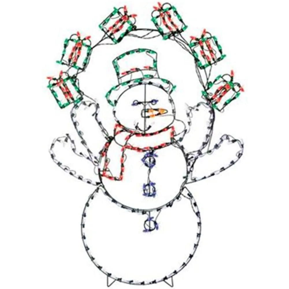 

Pro-Line 60 Inch Juggling Snowman Indoor/Outdoor Christmas Yard Decoration, 265 Animated LED Multi-Color Lights