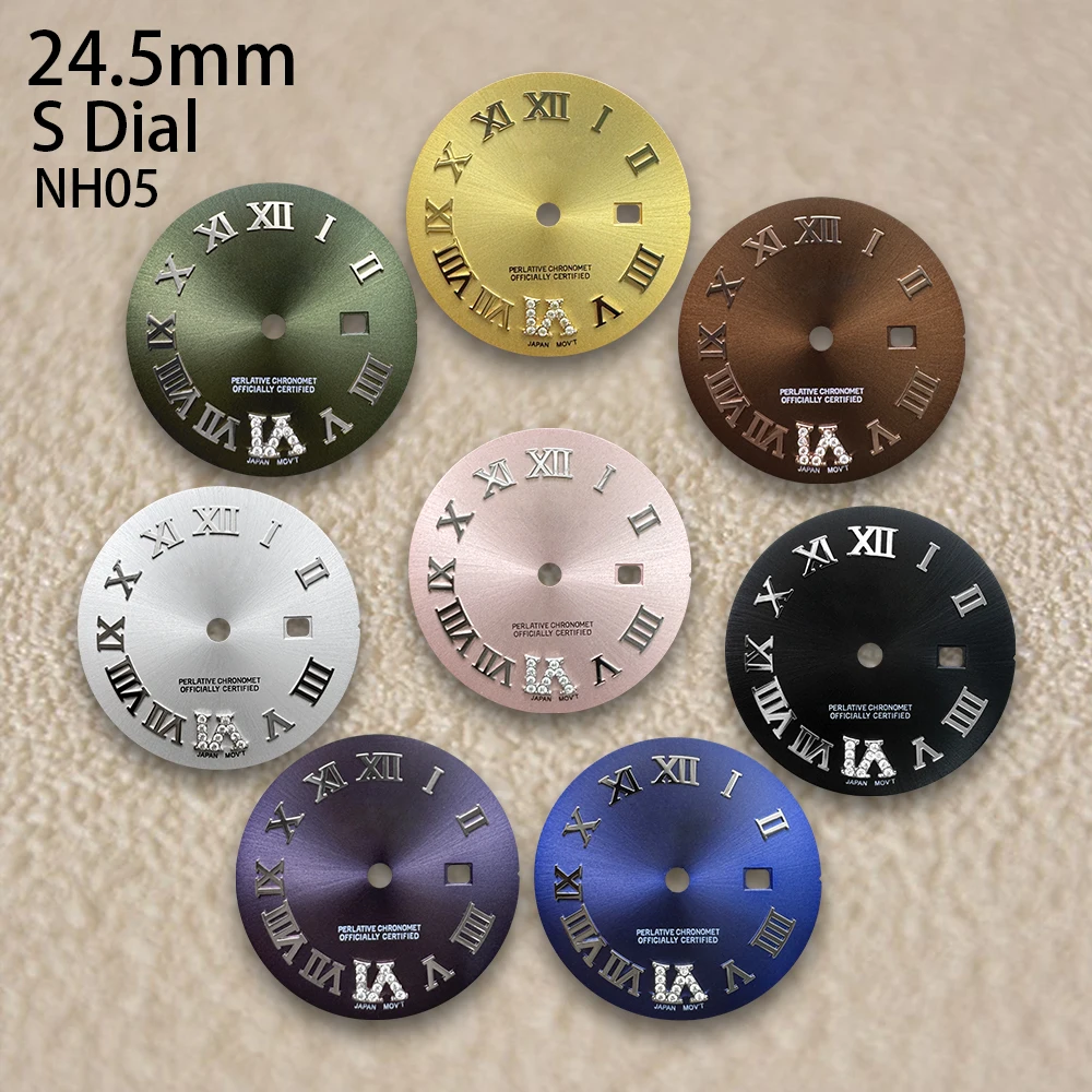 

S Logo Roman Ladiesl 24.5mm NH35 Dial Suitable For NH05 Movement Diamond High Quality NH35 Accessories ﻿Watch Modification