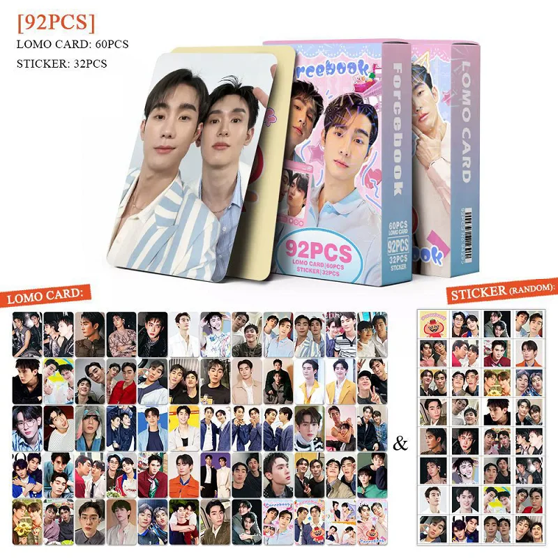 

60 фотокарточек Forcebook Thai BL Star LOMO с 32 мини-наклейками, HD-печать, коллекционные фотокарточки для фанатов, подарок