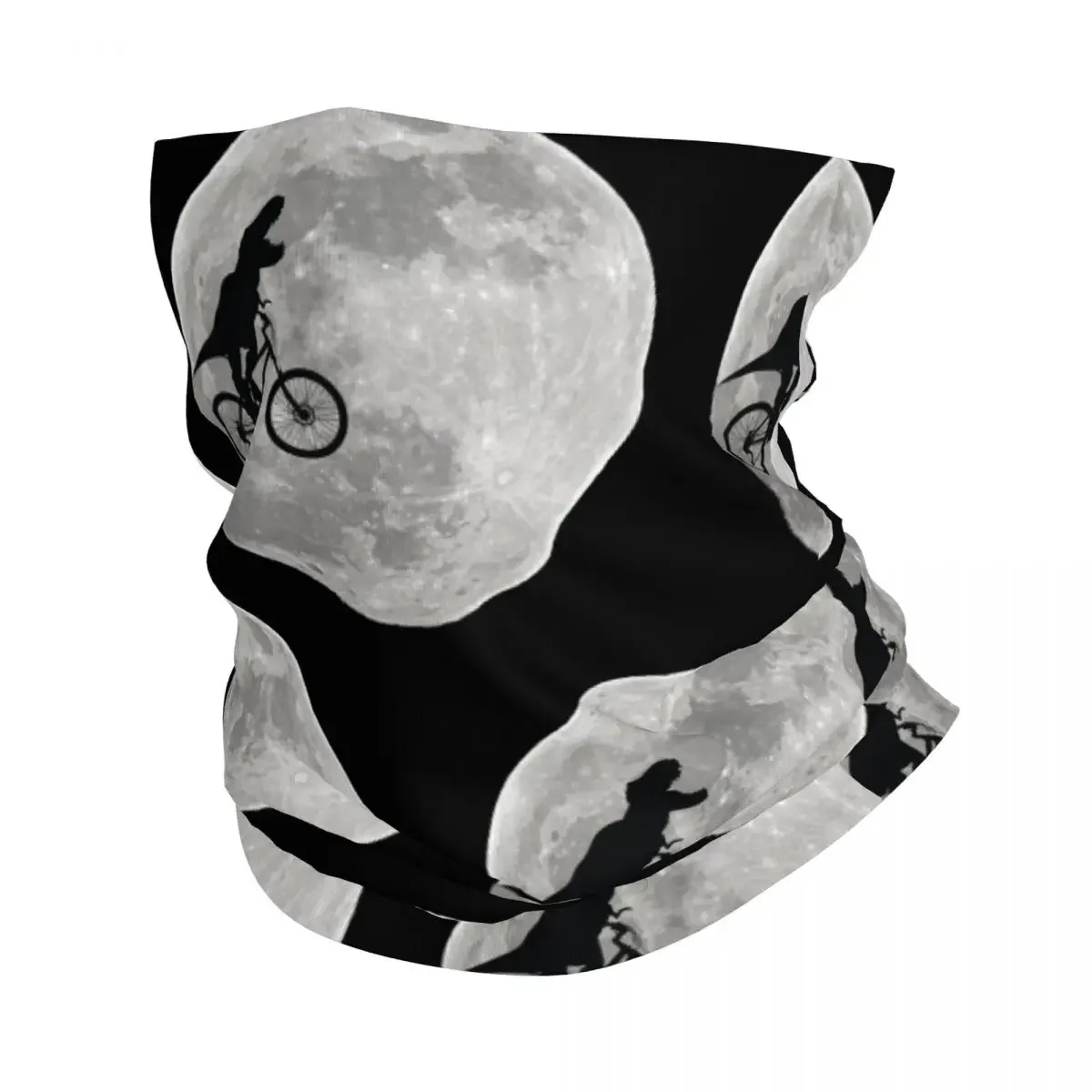 Dinosaur On The Moon Neck Gaiter Printed Unisex Face Mask Scarf Warm Headband Hiking Windproof