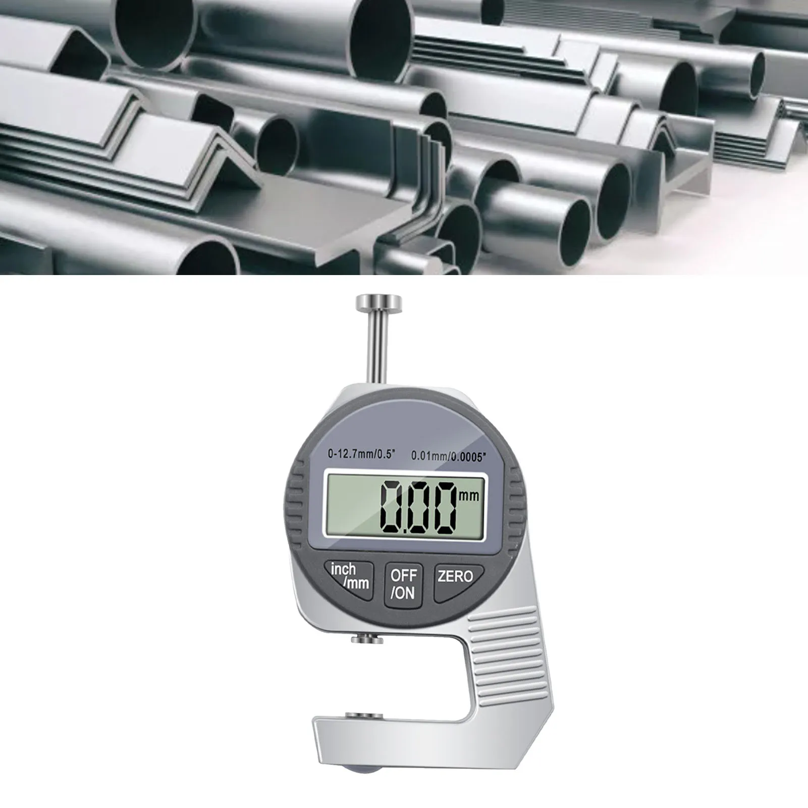 For Material Testing Digital Thickness Gauge Meter 0 to 127mm Portable Press Tool Measurement Instrument