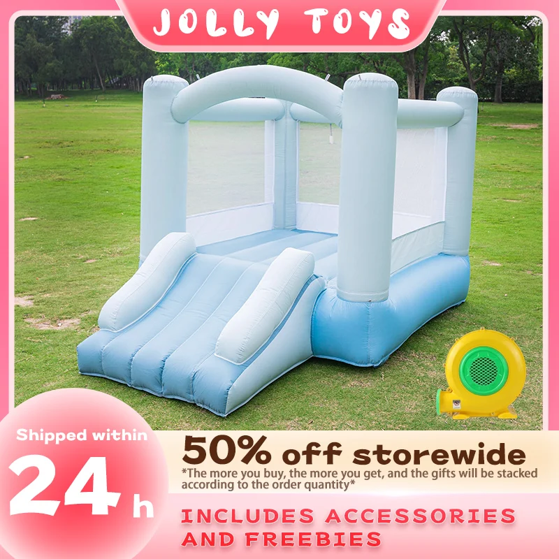 Double Slide Free Shipping White Children's Bounce House Inflatable Castle Suitable For Birthday Wedding Party Gifts