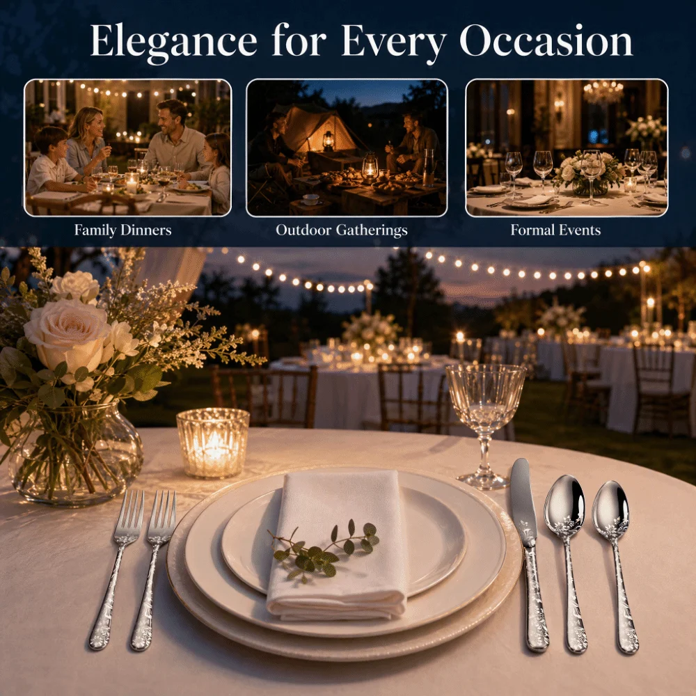 40pcs Stainless Steel Silverware Set Mirror Polished Silver Gold Cutlery Set Elegant Unique Flatware Set