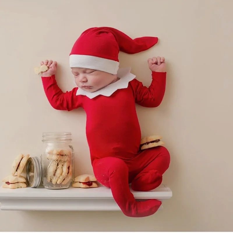 3 Piece Set Newborn Christmas Photography Suit Baby Christmas Themed Photography Suit Jumpsuit Photography Suit Baby\'s Sets