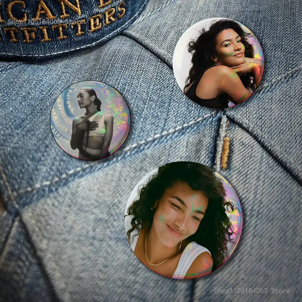 Olivua DeanS Singer Laser reflective round badges pins bag clothing decorations collectibles gifts for friends